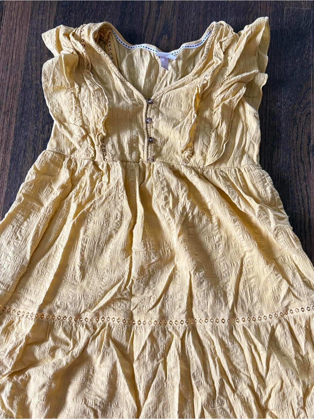 Knox Rose Yellow Ruffle Sleeve Eyelet Sundress